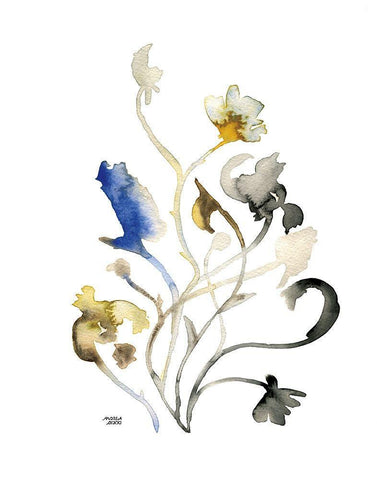 Watercolor Botanical II White Modern Wood Framed Art Print with Double Matting by Bijou, Andrea