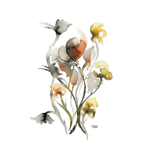 Watercolor Botanical III White Modern Wood Framed Art Print by Bijou, Andrea