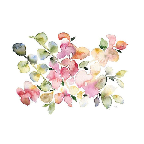 Shades of Pink Watercolor Floral Black Modern Wood Framed Art Print by Bijou, Andrea