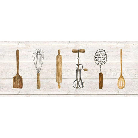 Vintage Kitchen Utensils Panel Gold Ornate Wood Framed Art Print with Double Matting by Reed, Tara