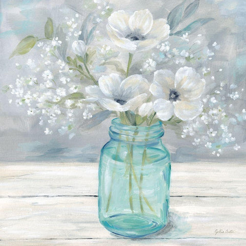 Vintage Jar Bouquet I White Modern Wood Framed Art Print by Coulter, Cynthia