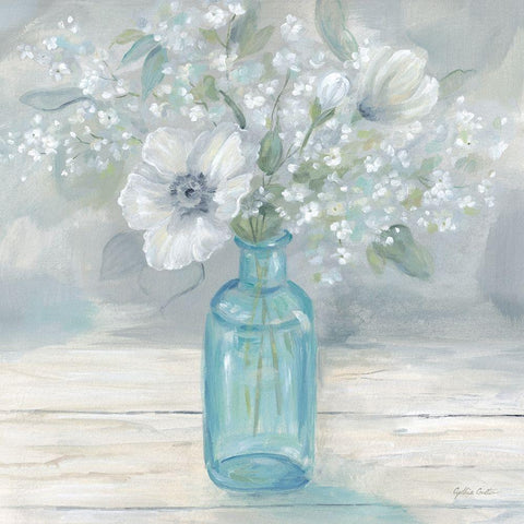 Vintage Jar Bouquet II White Modern Wood Framed Art Print with Double Matting by Coulter, Cynthia