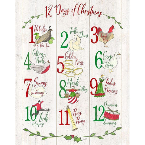 12 Days of Christmas sign Black Modern Wood Framed Art Print with Double Matting by Reed, Tara