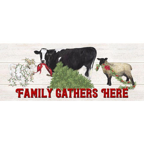 Christmas on the Farm-Family Gathers Here Black Modern Wood Framed Art Print by Reed, Tara