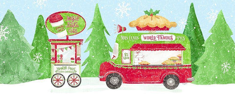 Food Cart Christmas panel I Black Ornate Wood Framed Art Print with Double Matting by Reed, Tara