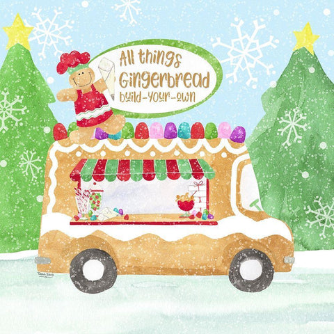 Food Cart Christmas I-Gingerbread White Modern Wood Framed Art Print by Reed, Tara