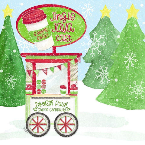 Food Cart Christmas II-Jingle Java White Modern Wood Framed Art Print by Reed, Tara