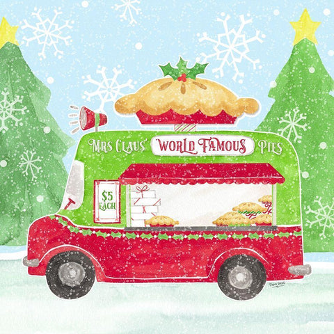 Food Cart Christmas III-Mrs Clause Pies White Modern Wood Framed Art Print by Reed, Tara