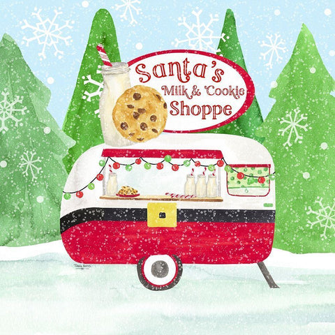 Food Cart Christmas IV-Santas Milk and Cookies Black Ornate Wood Framed Art Print with Double Matting by Reed, Tara