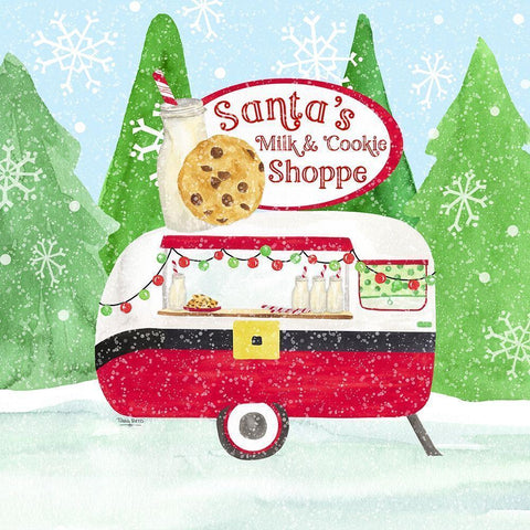 Food Cart Christmas IV-Santas Milk and Cookies Gold Ornate Wood Framed Art Print with Double Matting by Reed, Tara