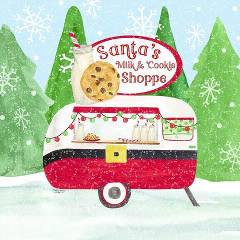 Food Cart Christmas IV-Santas Milk and Cookies Black Modern Wood Framed Art Print by Reed, Tara