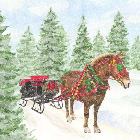 Sleigh Bells Ring III-Sleigh Ride Black Ornate Wood Framed Art Print with Double Matting by Reed, Tara