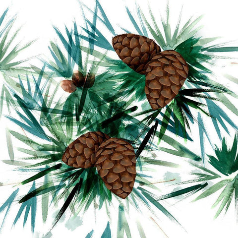 Christmas Hinterland II-Pine Cones White Modern Wood Framed Art Print by Northern Lights