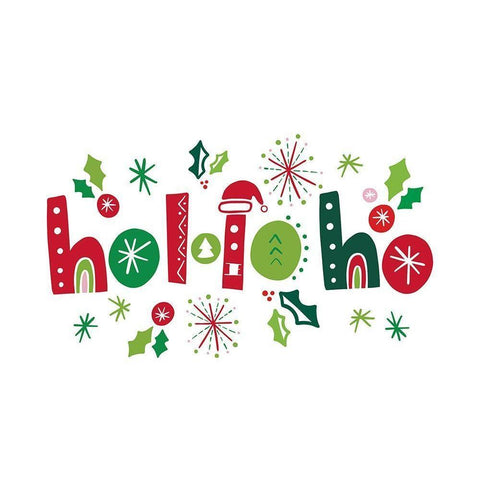 Festive Lettering-Ho Ho Ho Black Modern Wood Framed Art Print by Noonday Design