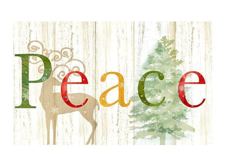 Peace Whitewash Wood sign White Modern Wood Framed Art Print with Double Matting by Coulter, Cynthia