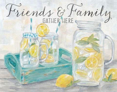 Friends and Family Country Lemons Landscape Black Ornate Wood Framed Art Print with Double Matting by Coulter, Cynthia