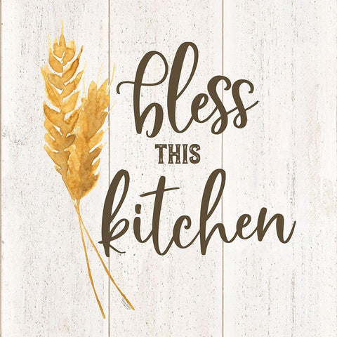 Farm Life I Bless This Kitchen White Modern Wood Framed Art Print with Double Matting by Reed, Tara