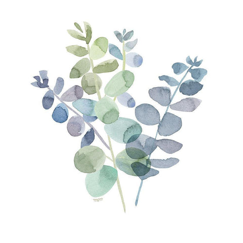 Natural Inspiration Blue Eucalyptus on White II White Modern Wood Framed Art Print by Reed, Tara
