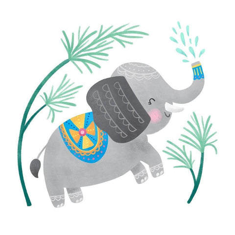 Playful Pals -Elephant Gold Ornate Wood Framed Art Print with Double Matting by Noonday Designs