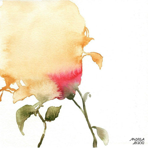 Watercolor Floral Yellow and Red I Black Modern Wood Framed Art Print by Bijou, Andrea