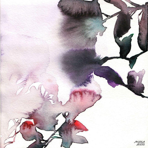 Watercolor Floral Pink Purple Trio I White Modern Wood Framed Art Print with Double Matting by Bijou, Andrea