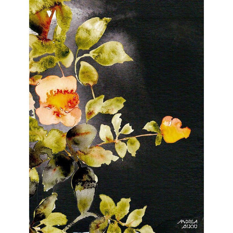 Roses on Black White Modern Wood Framed Art Print by Bijou, Andrea