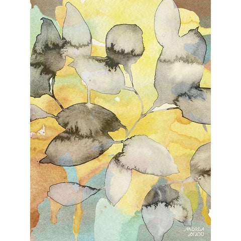 Yellow Leaves Abstract White Modern Wood Framed Art Print by Bijou, Andrea