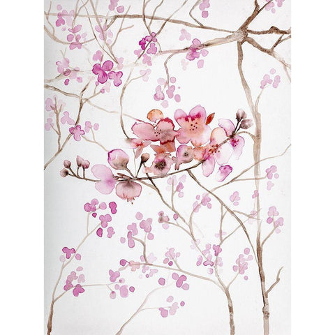 Cherry Blossoms White Modern Wood Framed Art Print by Bijou, Andrea
