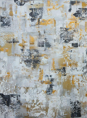Silver Gray Gold Abstract White Modern Wood Framed Art Print with Double Matting by Chapman, Marcy