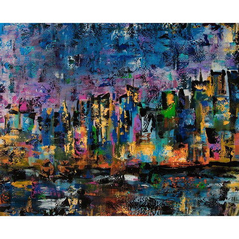 New York Abstract Black Modern Wood Framed Art Print by Chapman, Marcy
