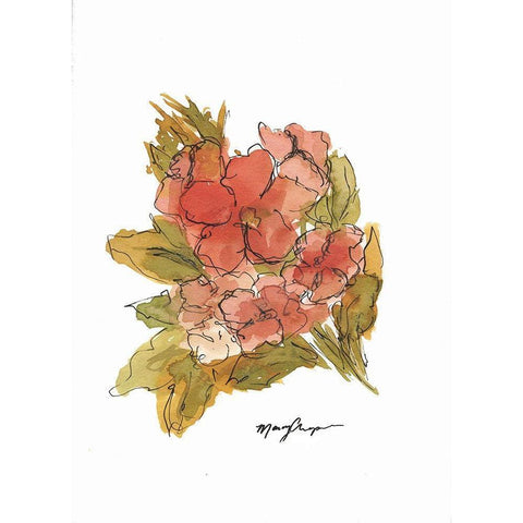 Coral Floral  Black Modern Wood Framed Art Print by Chapman, Marcy