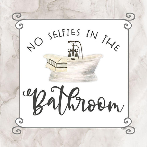 Bath Humor No Selfies Gold Ornate Wood Framed Art Print with Double Matting by Reed, Tara