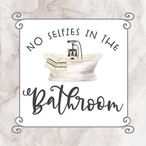 Bath Humor No Selfies White Modern Wood Framed Art Print with Double Matting by Reed, Tara