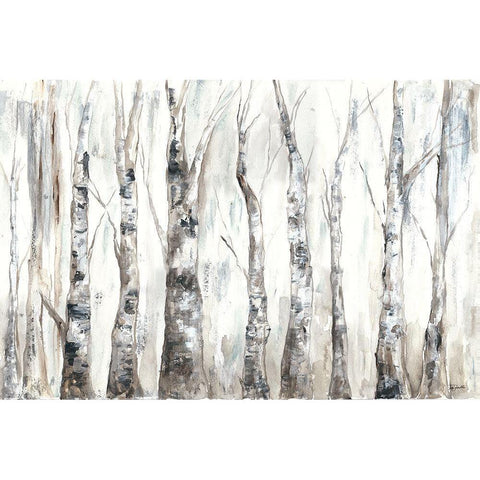 Winter Aspen Trunks Neutral White Modern Wood Framed Art Print by Tre Sorelle Studios