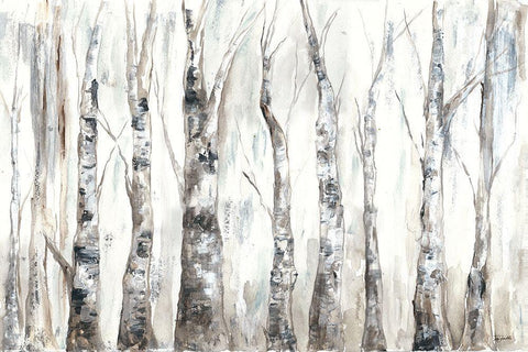 Winter Aspen Trunks Neutral Black Ornate Wood Framed Art Print with Double Matting by Tre Sorelle Studios