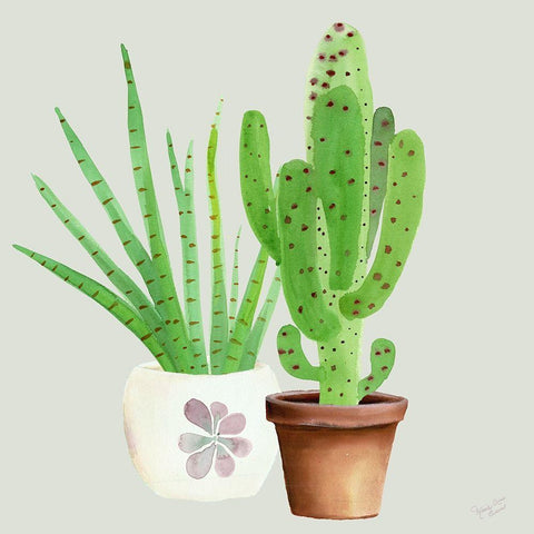 Succulent Symphony II clean White Modern Wood Framed Art Print with Double Matting by Cusson, Marie Elaine