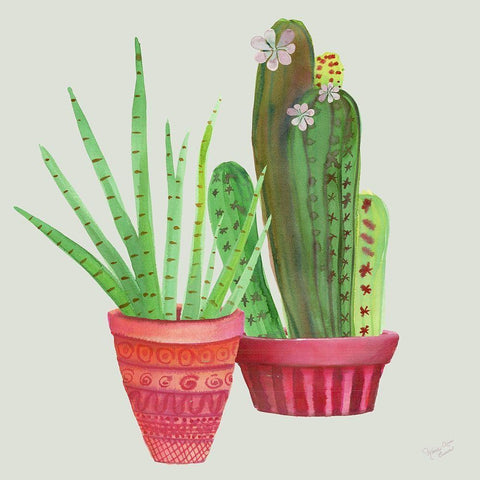 Succulent Symphony IV clean White Modern Wood Framed Art Print with Double Matting by Cusson, Marie Elaine