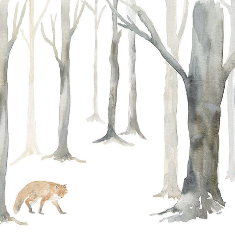 Winter Forest Fox White Modern Wood Framed Art Print by Reed, Tara