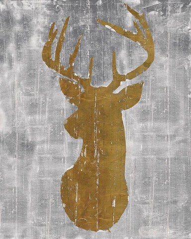 Rustic Lodge Animals Deer Head on Grey White Modern Wood Framed Art Print with Double Matting by Cusson, Marie Elaine