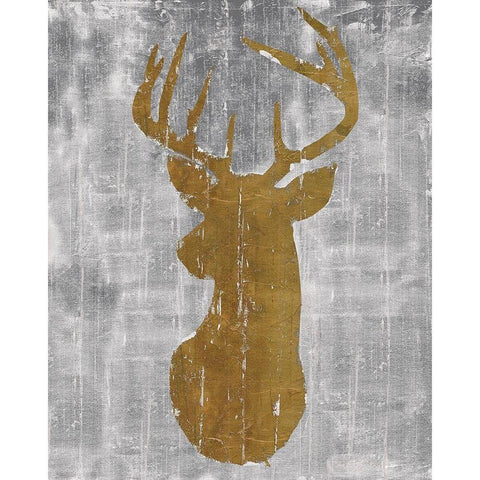 Rustic Lodge Animals Deer Head on Grey Black Modern Wood Framed Art Print with Double Matting by Cusson, Marie Elaine