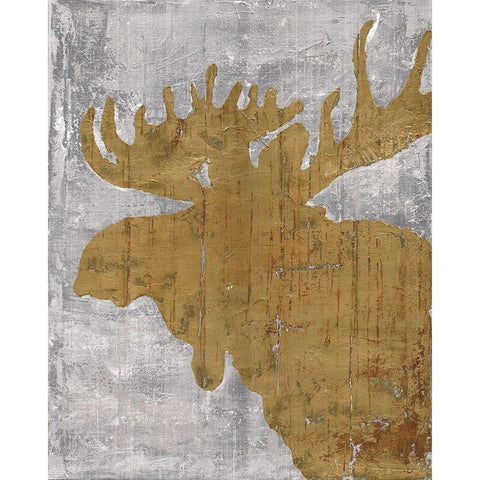 Rustic Lodge Animals Moose on Grey Black Modern Wood Framed Art Print by Cusson, Marie Elaine