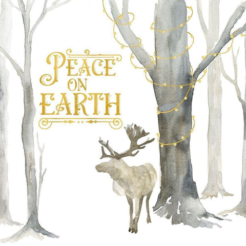 Christmas Forest III-Peace on Earth Black Modern Wood Framed Art Print with Double Matting by Reed, Tara