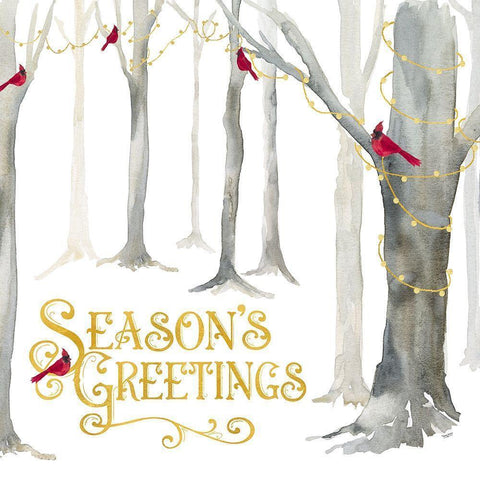 Christmas Forest IV-Seasons Greetings White Modern Wood Framed Art Print by Reed, Tara