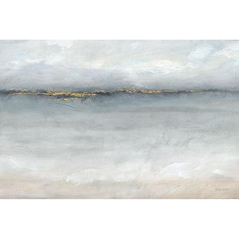 Serene Sea Grey Gold Landscape Black Modern Wood Framed Art Print with Double Matting by Coulter, Cynthia