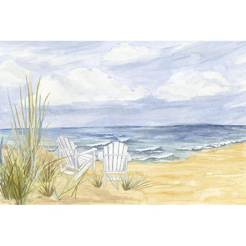 By the Sea Landscape Black Modern Wood Framed Art Print by Reed, Tara