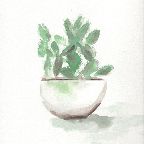Watercolor Cactus Still Life III White Modern Wood Framed Art Print with Double Matting by Chapman, Marcy