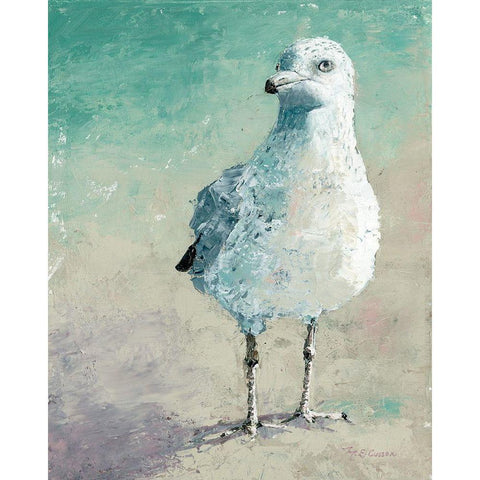 Beach Bird II Black Modern Wood Framed Art Print with Double Matting by Cusson, Marie Elaine
