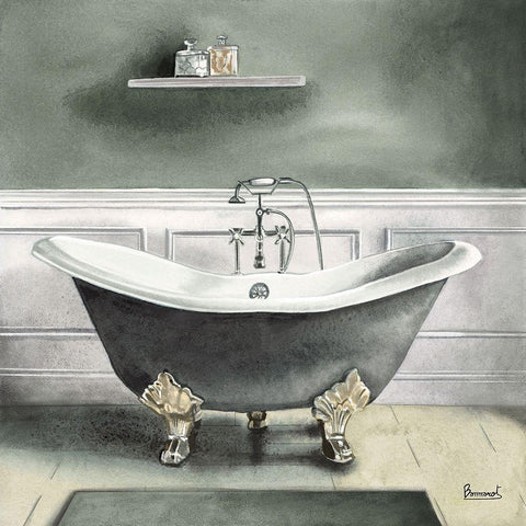 Smoky Gray Bath I Black Modern Wood Framed Art Print with Double Matting by Bannarot