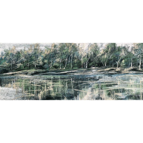 Pastel Landscape Study Black Modern Wood Framed Art Print with Double Matting by Tre Sorelle Studios