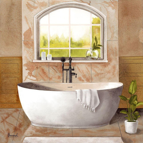 Marble Bath I White Modern Wood Framed Art Print by Bannarot